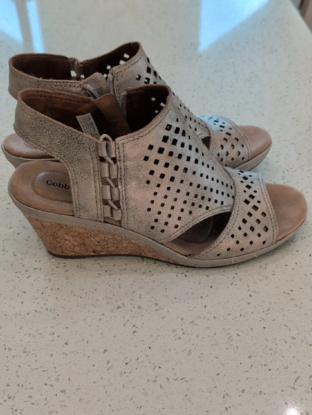 Cobb Hill by New Balance Rose Gold Laser-Cut Slingback Sandals